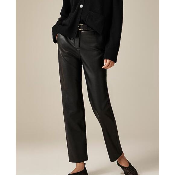NWT J. Crew Kate straight-leg pant in faux leather Black Size 14 - Picture 5 of 5